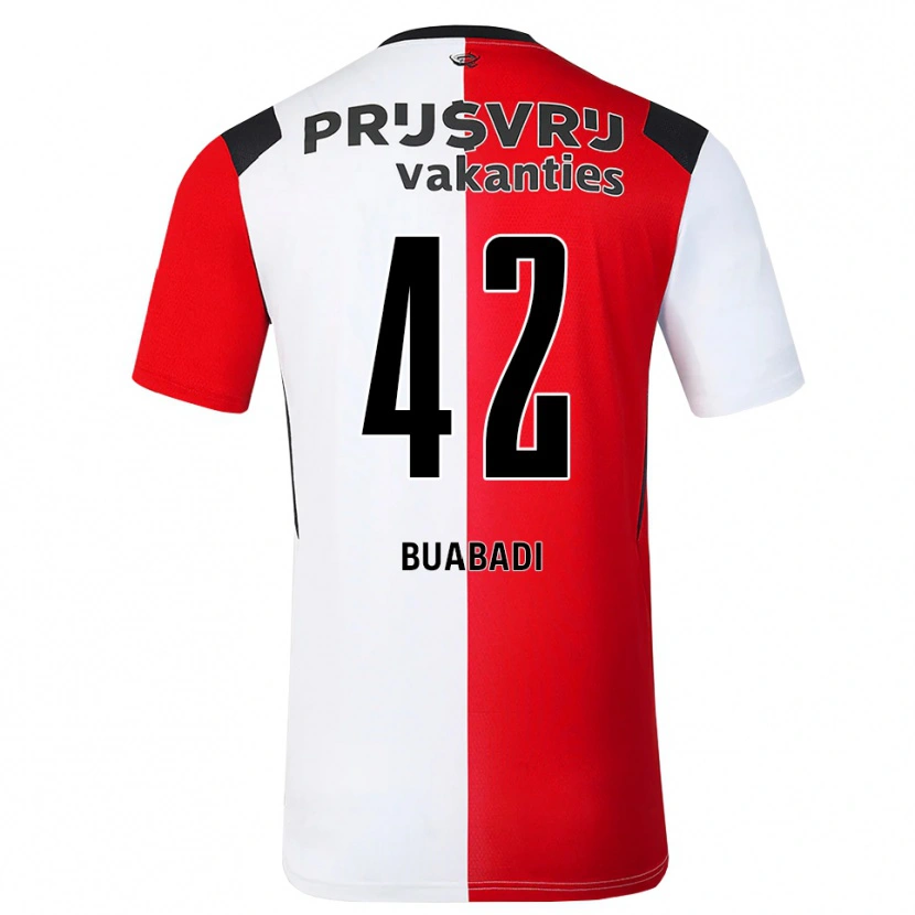 Danxen Hombre Camiseta Esther Buabadi #42 Rojo Blanco Negro 1ª Equipación 2026/27 La Camisa