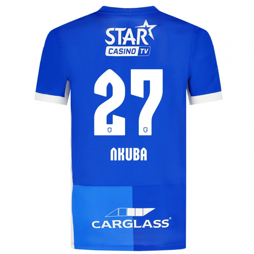 Danxen Hombre Camiseta Ken Nkuba #27 Azulmedio Azulreal Blanco 1ª Equipación 2026/27 La Camisa
