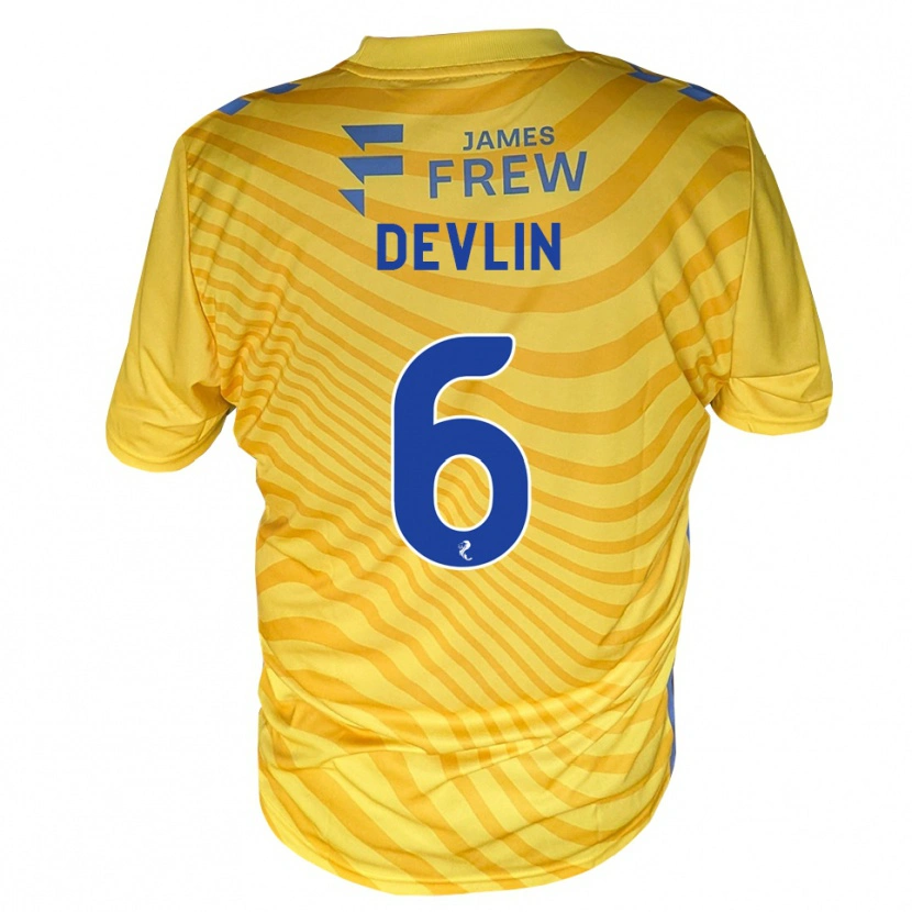 Danxen Hombre Camiseta Daniel Devlin #6 Azul Real Amarillo 2ª Equipación 2026/27 La Camisa