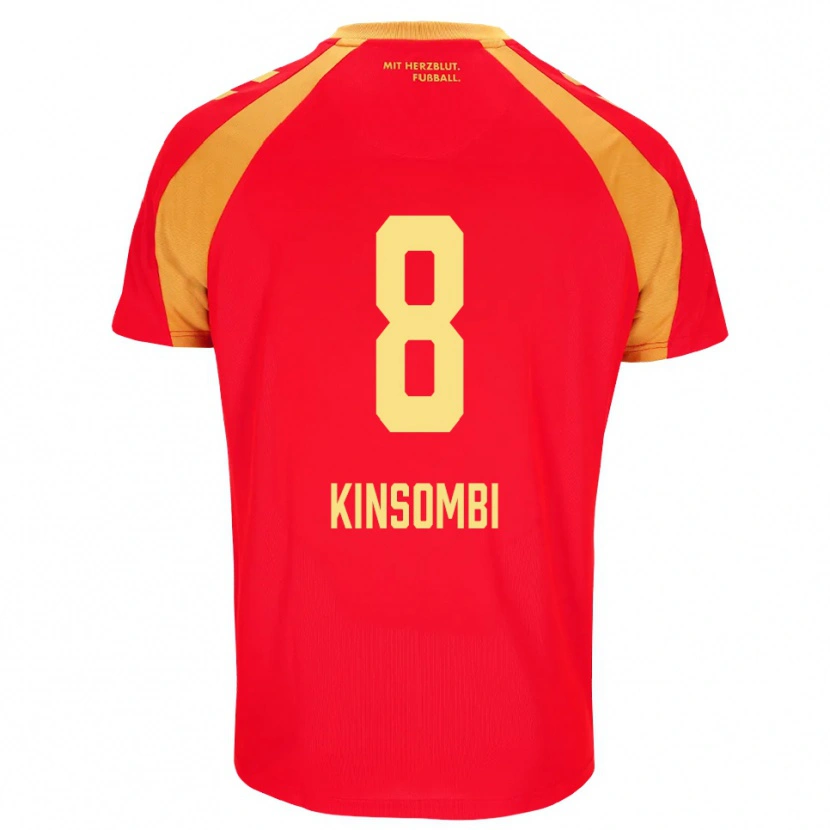 Danxen Hombre Camiseta David Kinsombi #8 Rojo Naranja Negro 2ª Equipación 2026/27 La Camisa