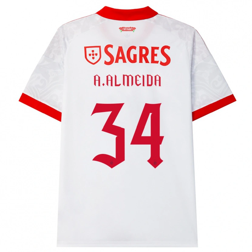 Danxen Hombre Camiseta Andre Almeida #34 Blanco Rojo Amarillo 2ª Equipación 2026/27 La Camisa