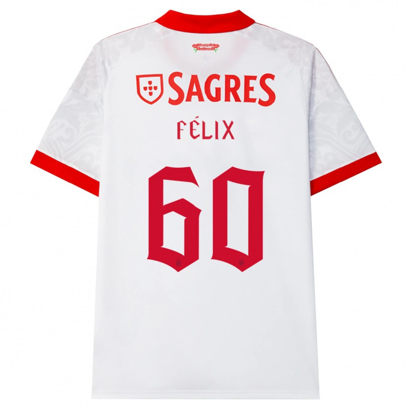 Danxen Hombre Camiseta Nuno Félix #60 Blanco Rojo Amarillo 2ª Equipación 2026/27 La Camisa