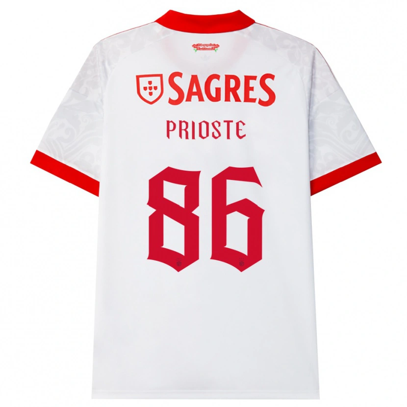 Danxen Hombre Camiseta Diogo Prioste #86 Blanco Rojo Amarillo 2ª Equipación 2026/27 La Camisa