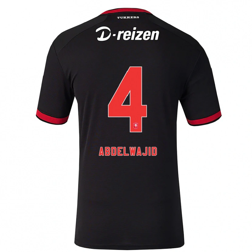 Danxen Hombre Camiseta Naoufal Abdelwajid #4 Rojo Blanco Negro 2ª Equipación 2026/27 La Camisa