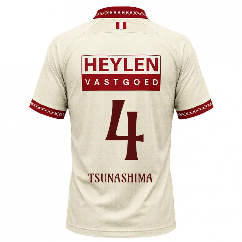 Danxen Hombre Camiseta Yuto Tsunashima #4 Beige Rojo 2ª Equipación 2026/27 La Camisa