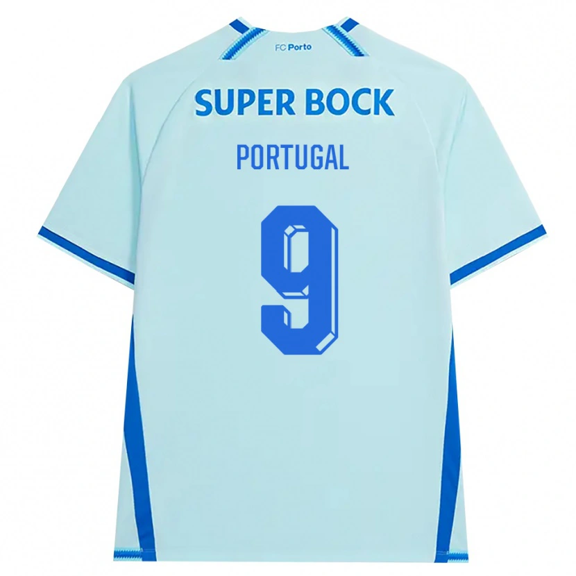 Danxen Hombre Camiseta Tiago Portugal #9 Cianclaro Azul Equipación Tercera 2026/27 La Camisa