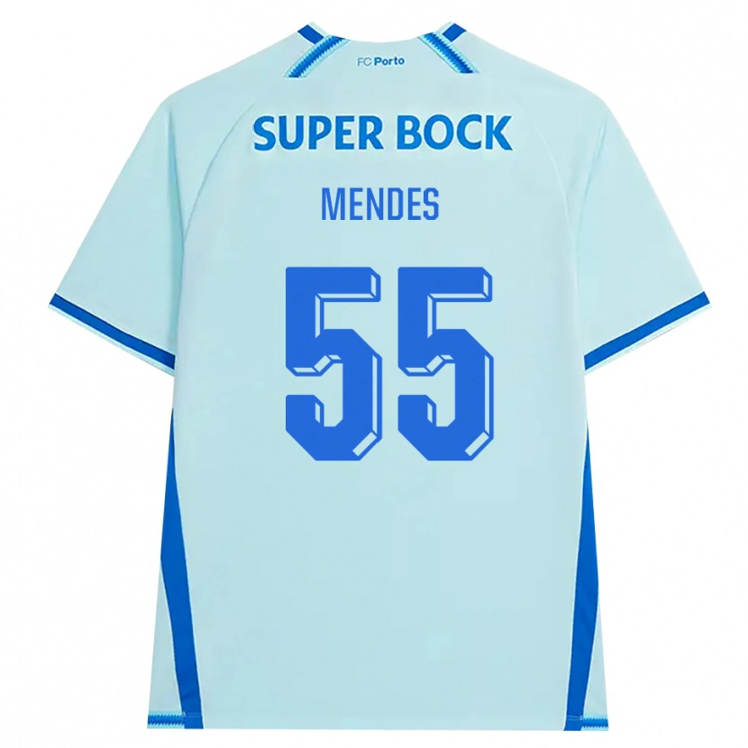 Danxen Hombre Camiseta Joao Mendes #55 Cianclaro Azul Equipación Tercera 2026/27 La Camisa