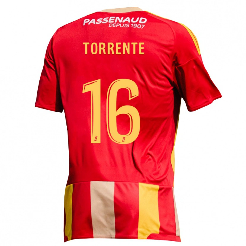 Danxen Hombre Camiseta Raúl Torrente #16 Rojo Amarillo Verde 1ª Equipación 2026/27 La Camisa