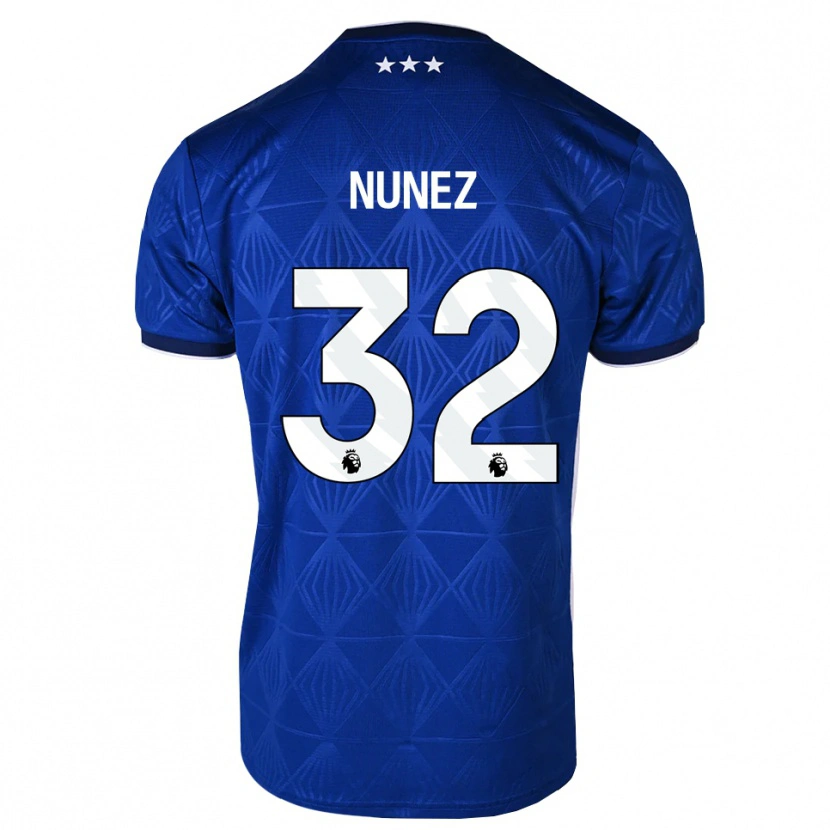 Danxen Mujer Camiseta Marcelino Núñez #32 Azul Medio Blanco Rojo 1ª Equipación 2026/27 La Camisa