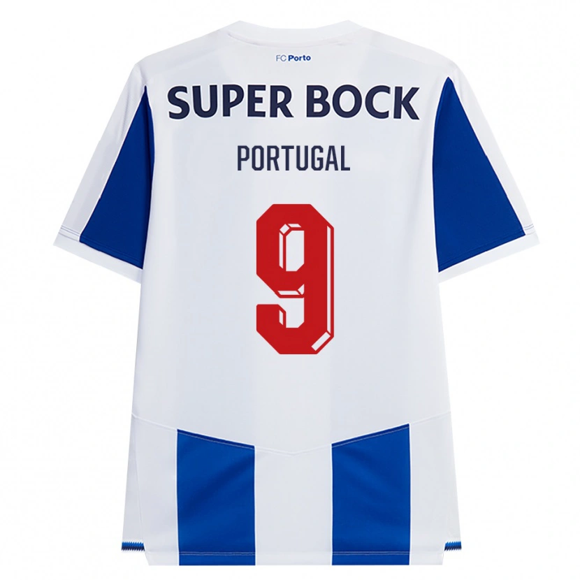 Danxen Mujer Camiseta Tiago Portugal #9 Azul Blanco Rojo 1ª Equipación 2026/27 La Camisa