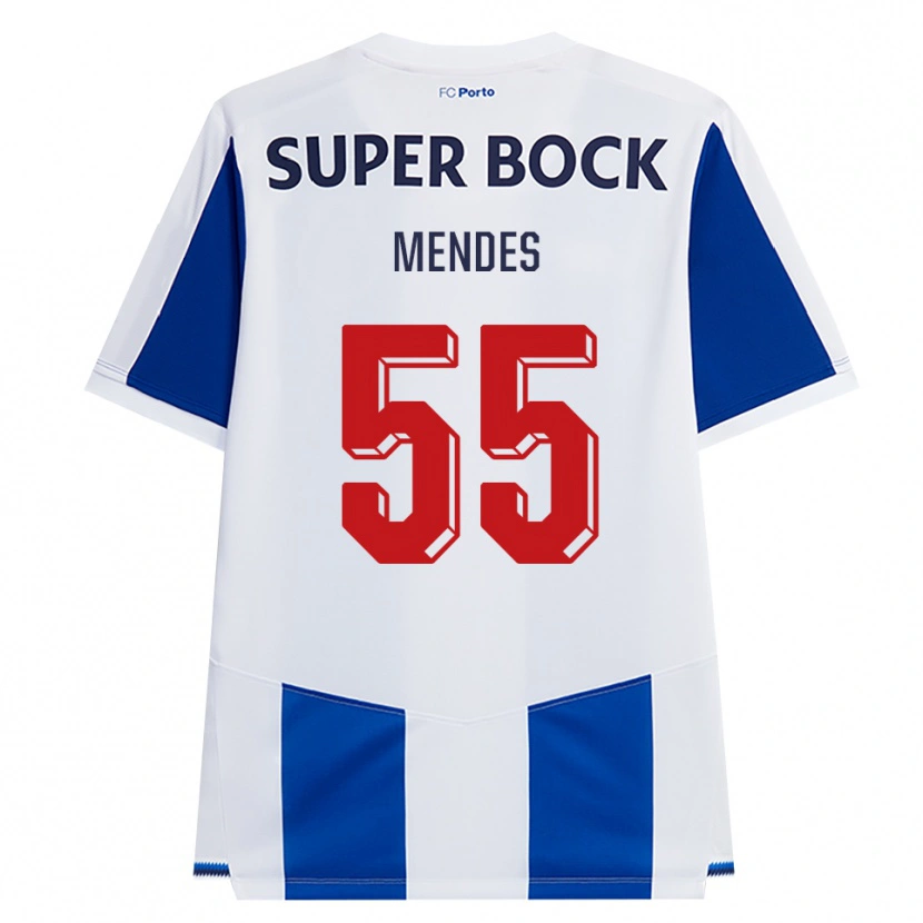 Danxen Mujer Camiseta Joao Mendes #55 Azul Blanco Rojo 1ª Equipación 2026/27 La Camisa