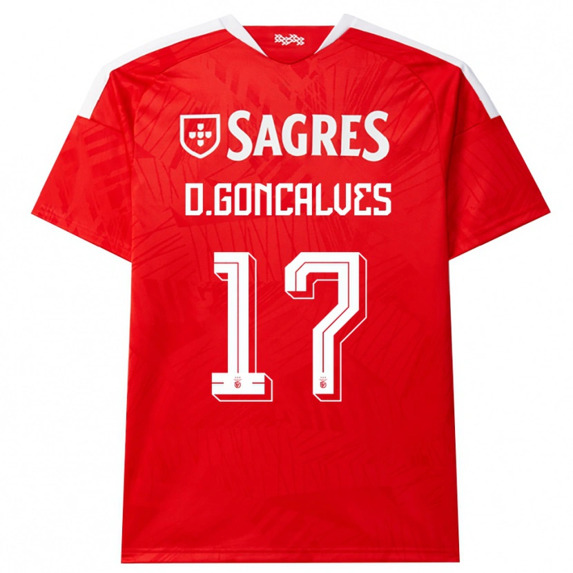 Danxen Mujer Camiseta Diogo Goncalves #17 Rojo Blanco Amarillo 1ª Equipación 2026/27 La Camisa