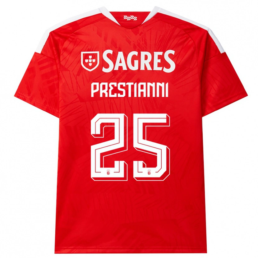 Danxen Mujer Camiseta Gianluca Prestianni #25 Rojo Blanco Amarillo 1ª Equipación 2026/27 La Camisa