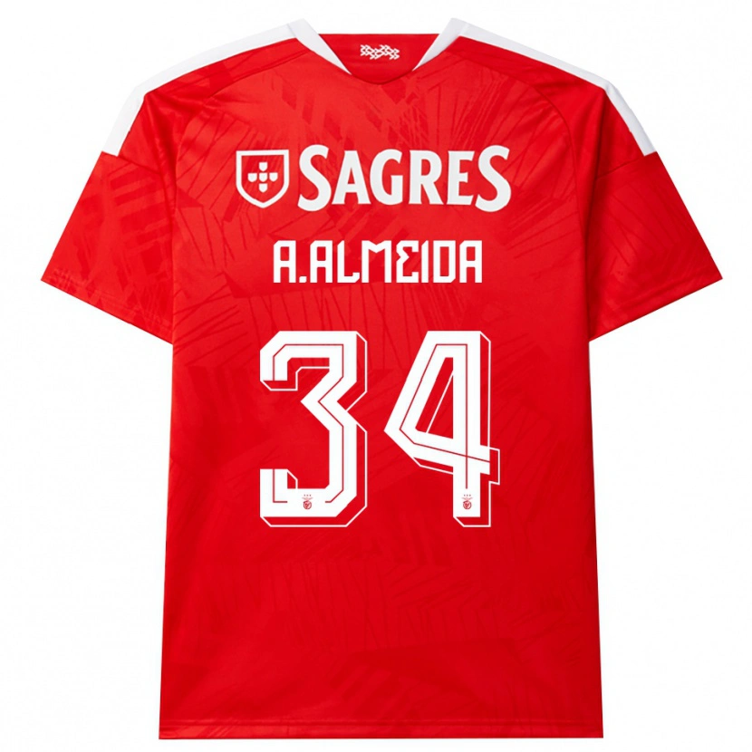Danxen Mujer Camiseta Andre Almeida #34 Rojo Blanco Amarillo 1ª Equipación 2026/27 La Camisa
