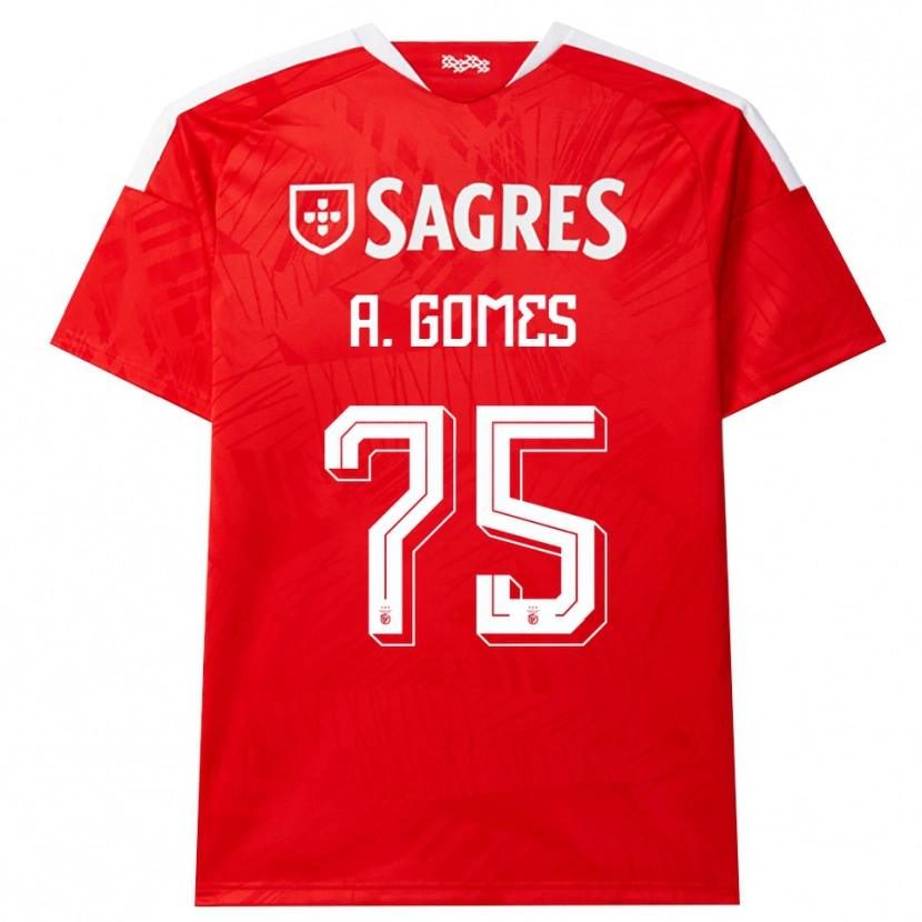 Danxen Mujer Camiseta André Gomes #75 Rojo Blanco Amarillo 1ª Equipación 2026/27 La Camisa