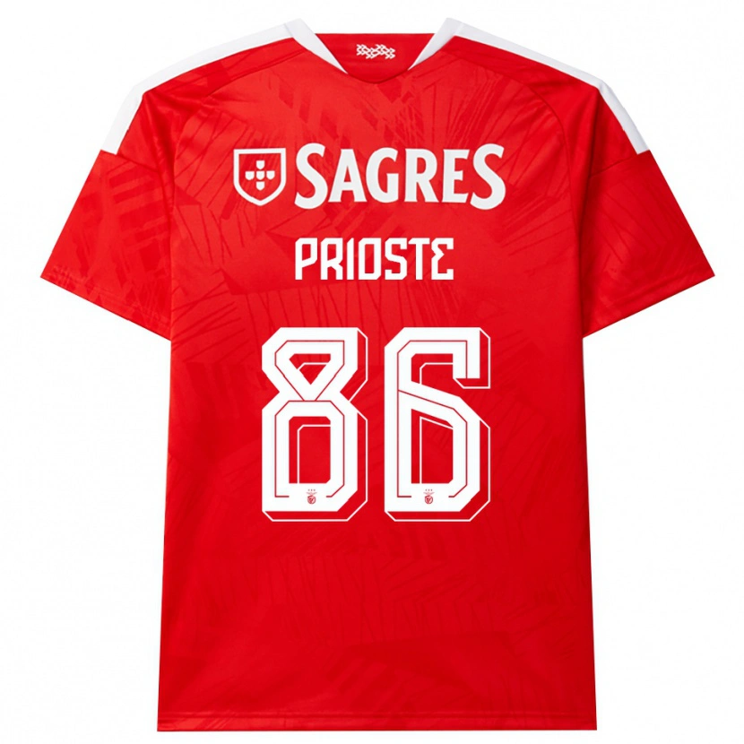 Danxen Mujer Camiseta Diogo Prioste #86 Rojo Blanco Amarillo 1ª Equipación 2026/27 La Camisa