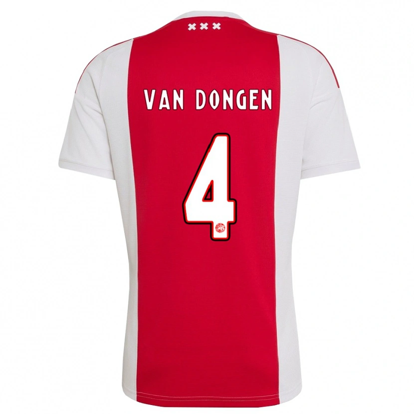 Danxen Mujer Camiseta Bram Van Dongen #4 Rojo Blanco Amarillo 1ª Equipación 2026/27 La Camisa