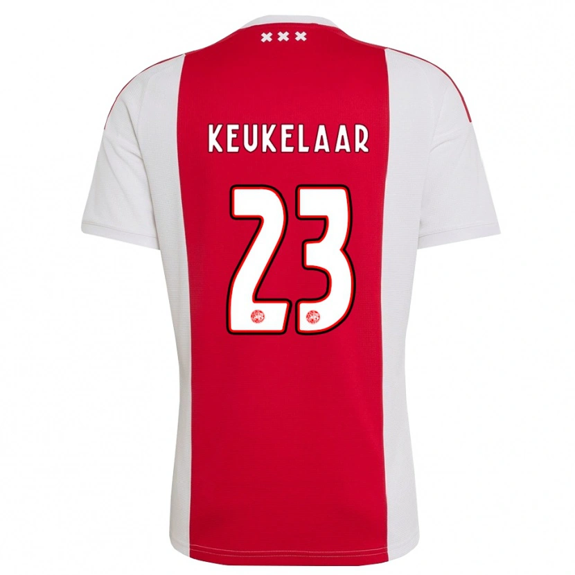 Danxen Mujer Camiseta Lotte Keukelaar #23 Rojo Blanco Amarillo 1ª Equipación 2026/27 La Camisa
