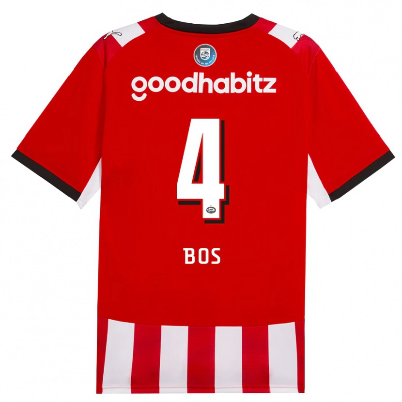 Danxen Mujer Camiseta Floris Bos #4 Rojo Blanco Negro 1ª Equipación 2026/27 La Camisa
