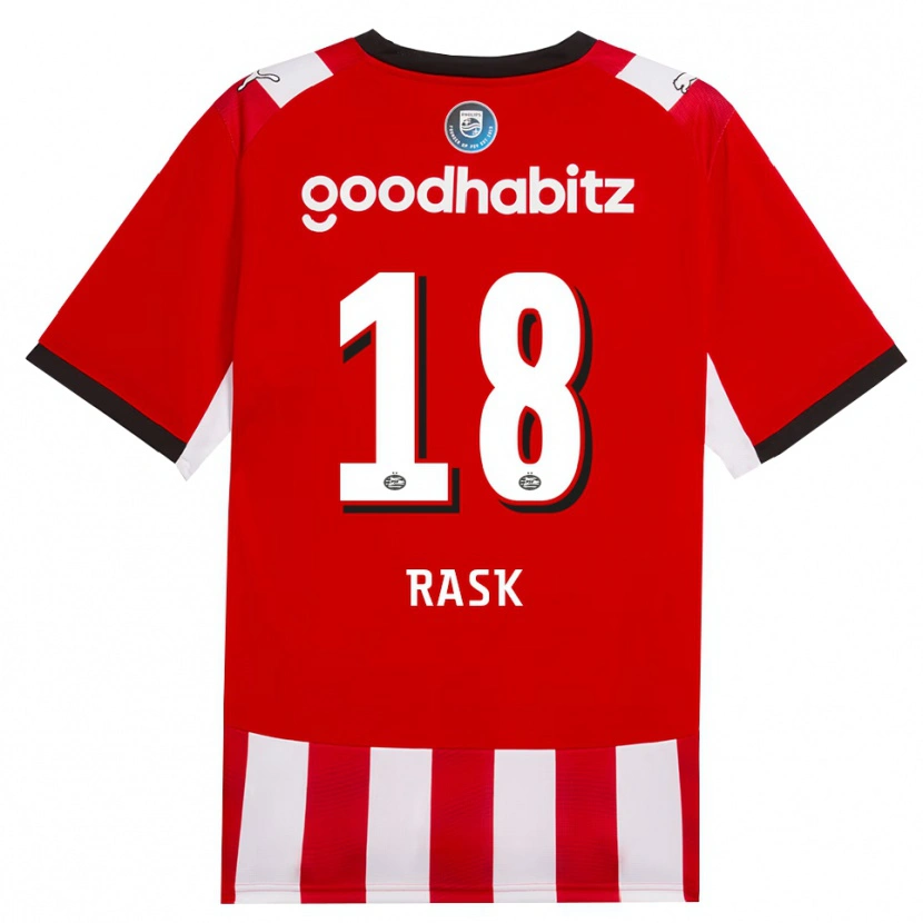 Danxen Mujer Camiseta Caroline Rask #18 Rojo Blanco Negro 1ª Equipación 2026/27 La Camisa