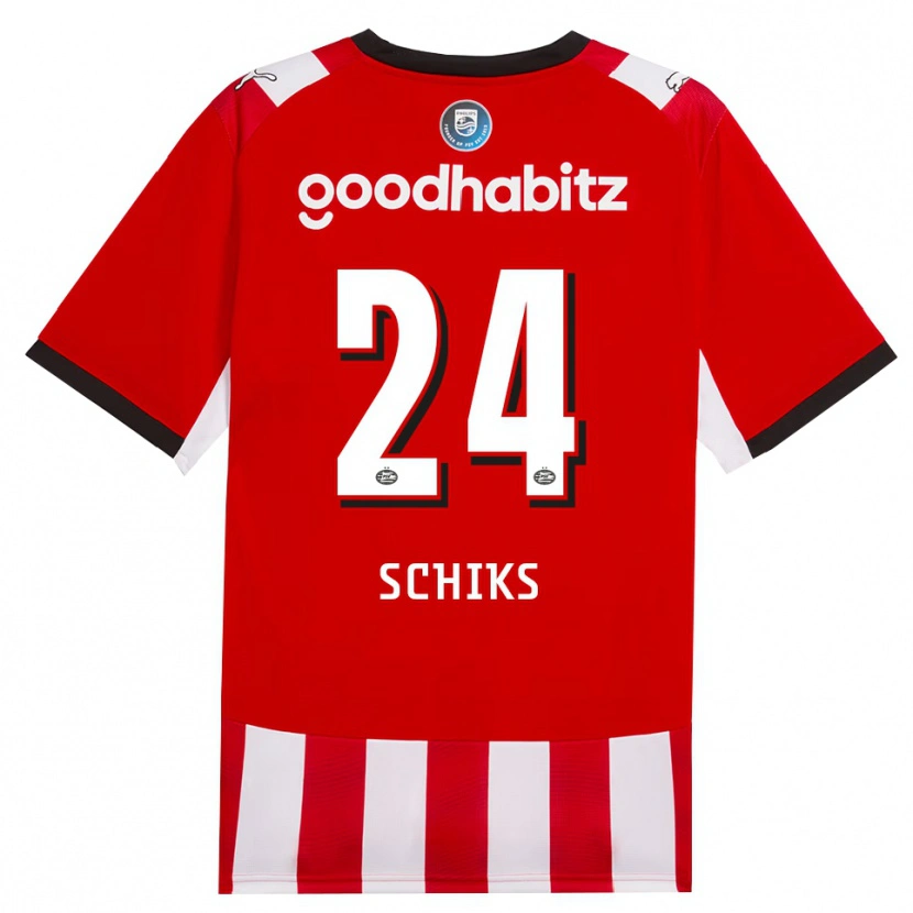 Danxen Mujer Camiseta Niek Schiks #24 Rojo Blanco Negro 1ª Equipación 2026/27 La Camisa