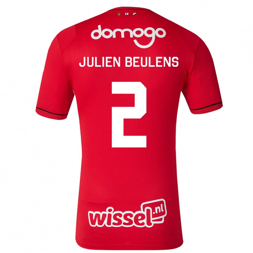 Danxen Mujer Camiseta Julien Beulens #2 Rojo Blanco Negro 1ª Equipación 2026/27 La Camisa