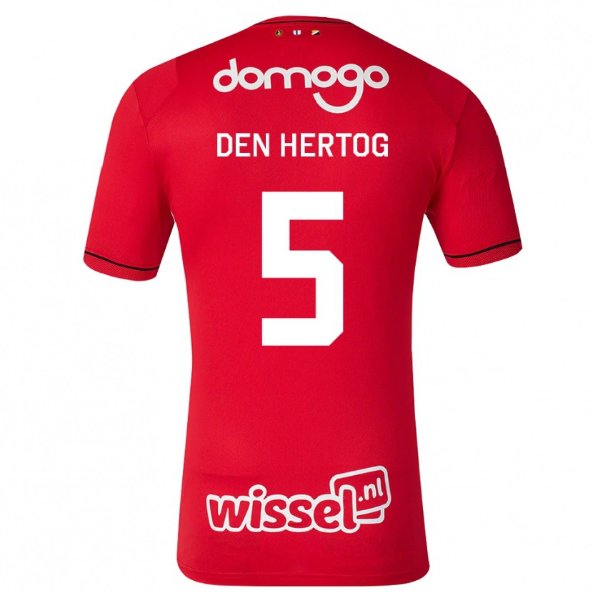Danxen Mujer Camiseta Mees Den Hertog #5 Rojo Blanco Negro 1ª Equipación 2026/27 La Camisa