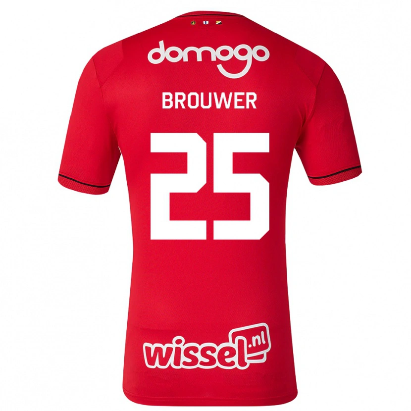 Danxen Mujer Camiseta Michael Brouwer #25 Rojo Blanco Negro 1ª Equipación 2026/27 La Camisa
