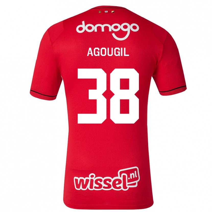 Danxen Mujer Camiseta Oualid Agougil #38 Rojo Blanco Negro 1ª Equipación 2026/27 La Camisa