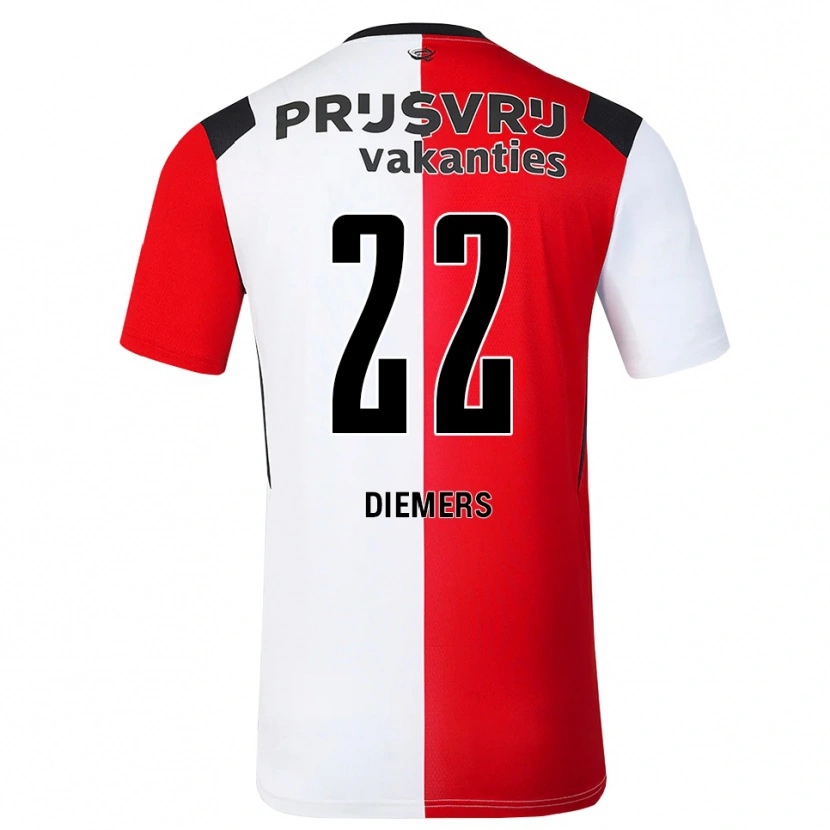Danxen Mujer Camiseta Mark Diemers #22 Rojo Blanco Negro 1ª Equipación 2026/27 La Camisa