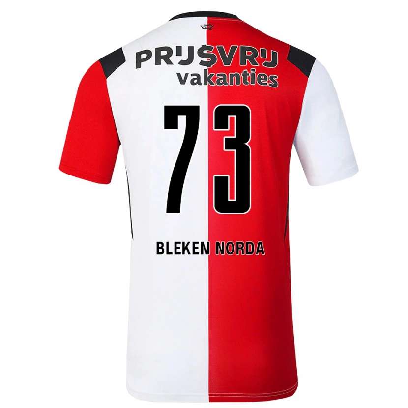 Danxen Mujer Camiseta Haakon Bleken Norda #73 Rojo Blanco Negro 1ª Equipación 2026/27 La Camisa