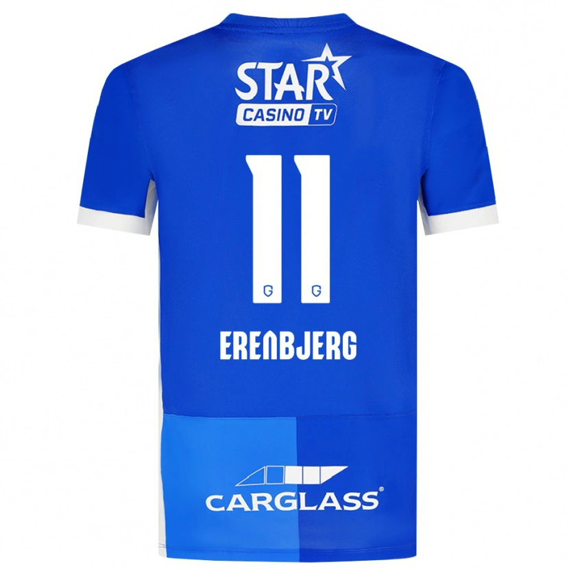 Danxen Mujer Camiseta Jeppe Erenbjerg #11 Azulmedio Azulreal Blanco 1ª Equipación 2026/27 La Camisa