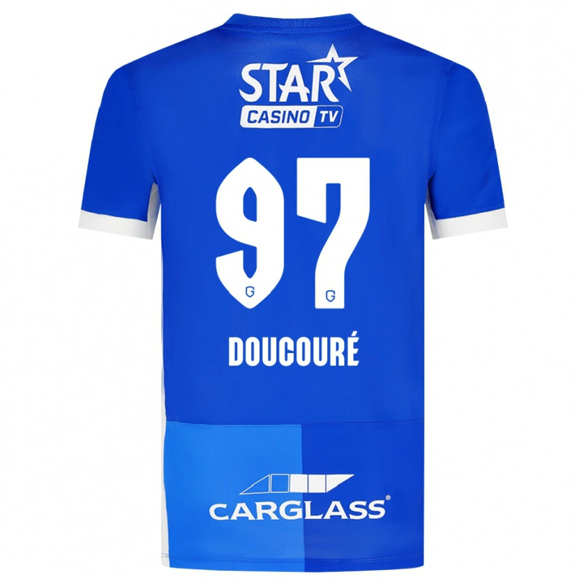 Danxen Mujer Camiseta Emile Doucouré #97 Azulmedio Azulreal Blanco 1ª Equipación 2026/27 La Camisa