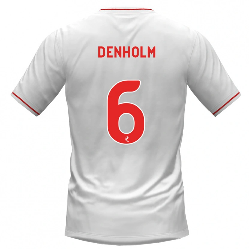 Danxen Mujer Camiseta Aidan Denholm #6 Blanco Rojo 2ª Equipación 2026/27 La Camisa