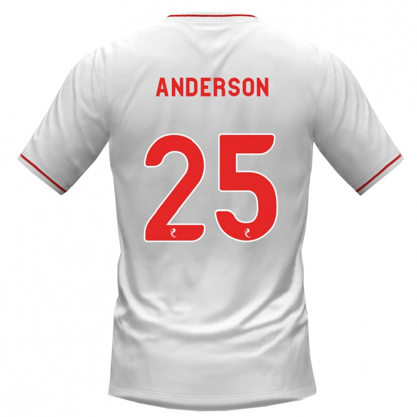 Danxen Mujer Camiseta Bruce Anderson #25 Blanco Rojo 2ª Equipación 2026/27 La Camisa