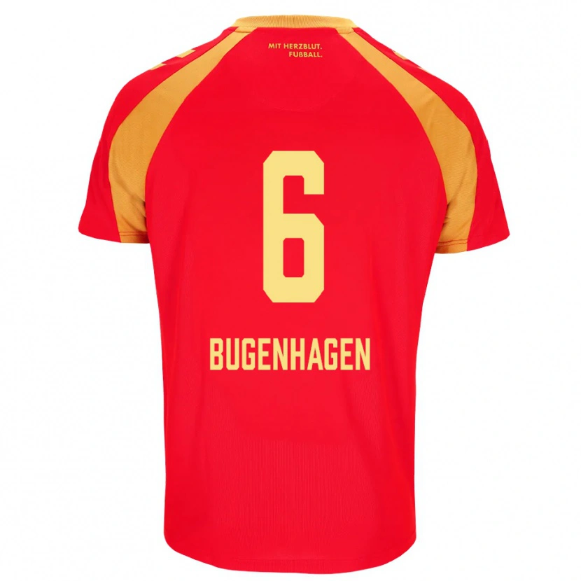 Danxen Mujer Camiseta Julius Bugenhagen #6 Rojo Naranja Negro 2ª Equipación 2026/27 La Camisa