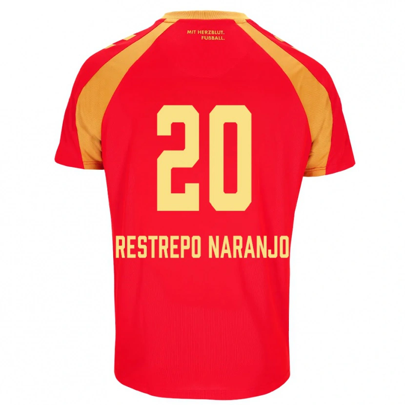 Danxen Mujer Camiseta Pedro Restrepo Naranjo #20 Rojo Naranja Negro 2ª Equipación 2026/27 La Camisa