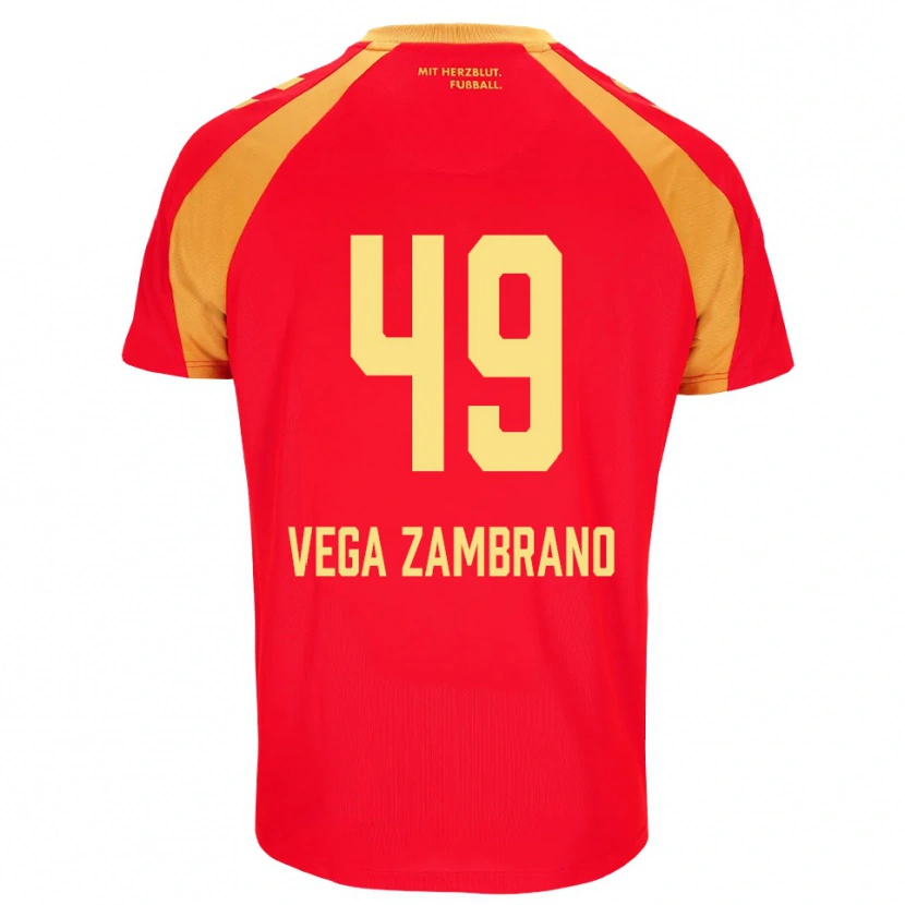 Danxen Mujer Camiseta Joel Vega Zambrano #49 Rojo Naranja Negro 2ª Equipación 2026/27 La Camisa