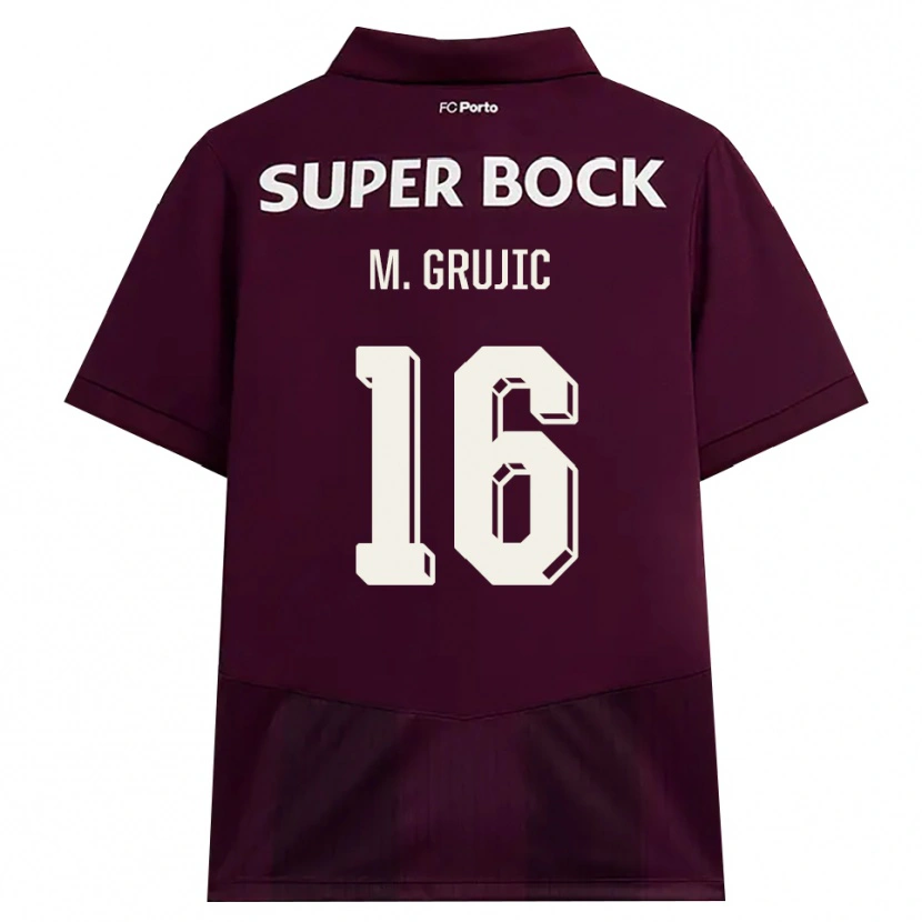 Danxen Mujer Camiseta Marko Grujic #16 Blanco Borgoña Blanco 2ª Equipación 2026/27 La Camisa