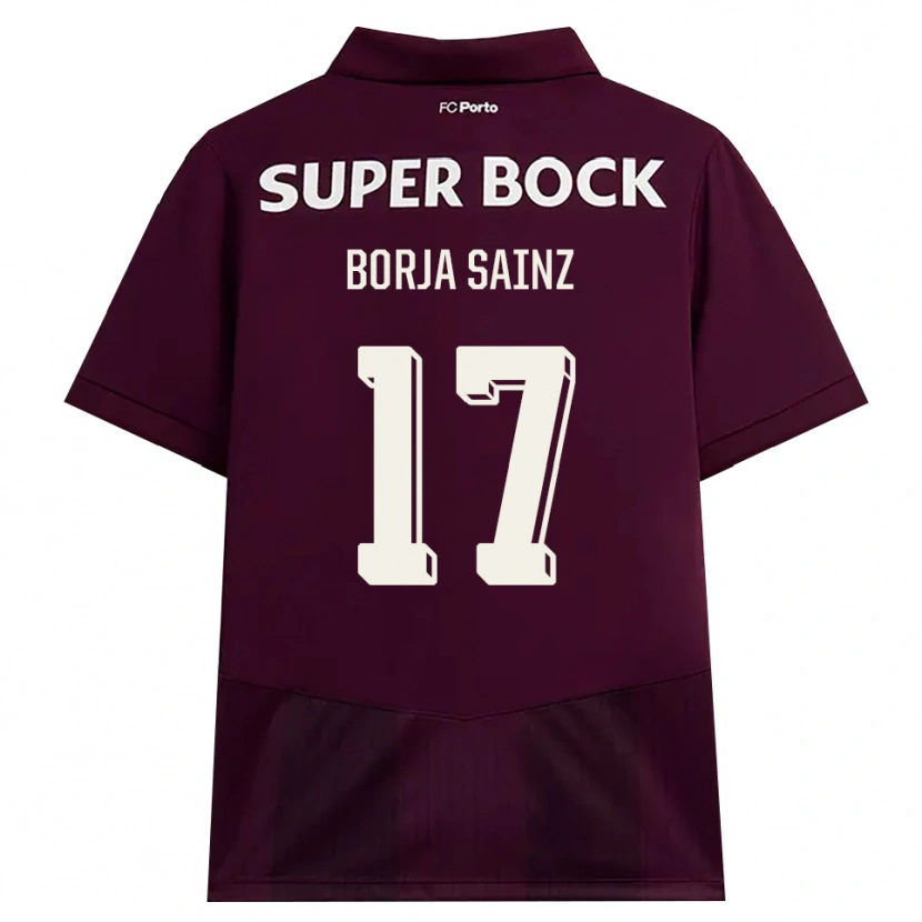 Danxen Mujer Camiseta Borja Sainz #17 Blanco Borgoña Blanco 2ª Equipación 2026/27 La Camisa