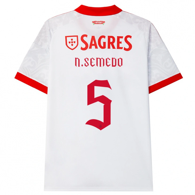 Danxen Mujer Camiseta Nilson Semedo #5 Blanco Rojo Amarillo 2ª Equipación 2026/27 La Camisa