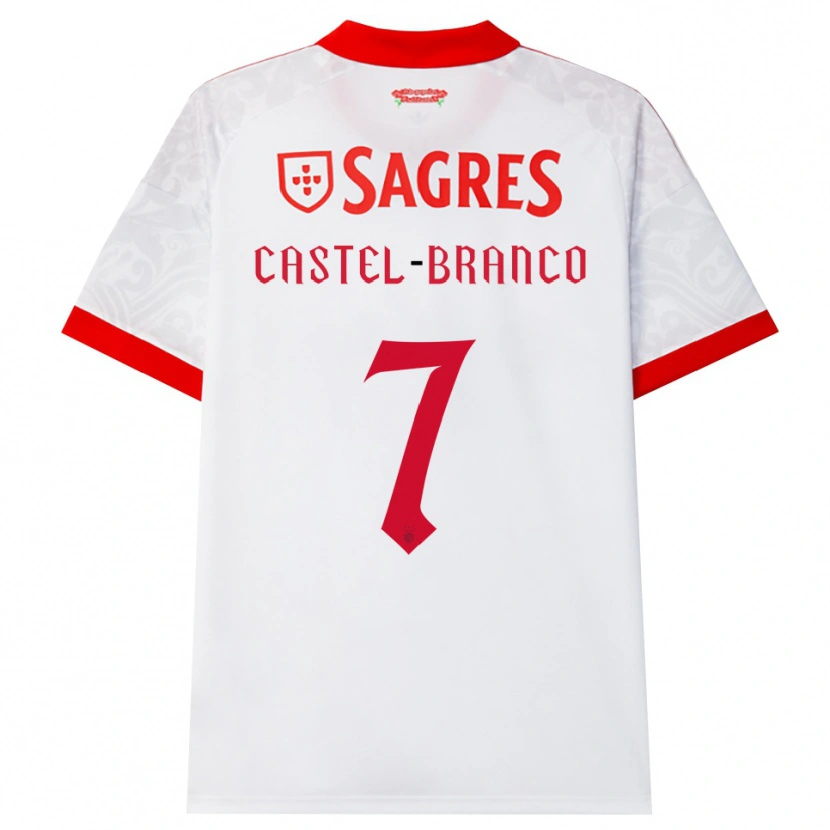 Danxen Mujer Camiseta Diego Castel-Branco #7 Blanco Rojo Amarillo 2ª Equipación 2026/27 La Camisa