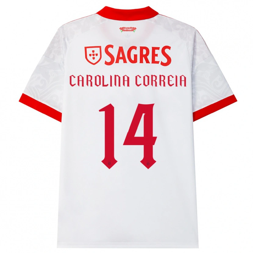 Danxen Mujer Camiseta Carolina Correia #14 Blanco Rojo Amarillo 2ª Equipación 2026/27 La Camisa