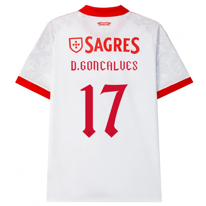 Danxen Mujer Camiseta Diogo Goncalves #17 Blanco Rojo Amarillo 2ª Equipación 2026/27 La Camisa