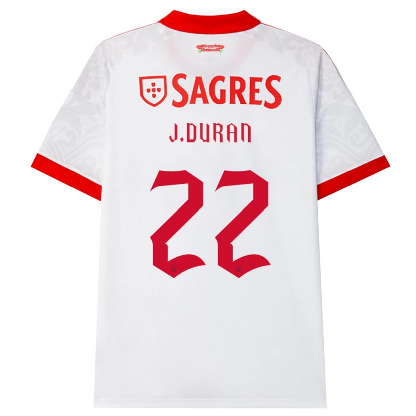 Danxen Mujer Camiseta Jhon Durán #22 Blanco Rojo Amarillo 2ª Equipación 2026/27 La Camisa