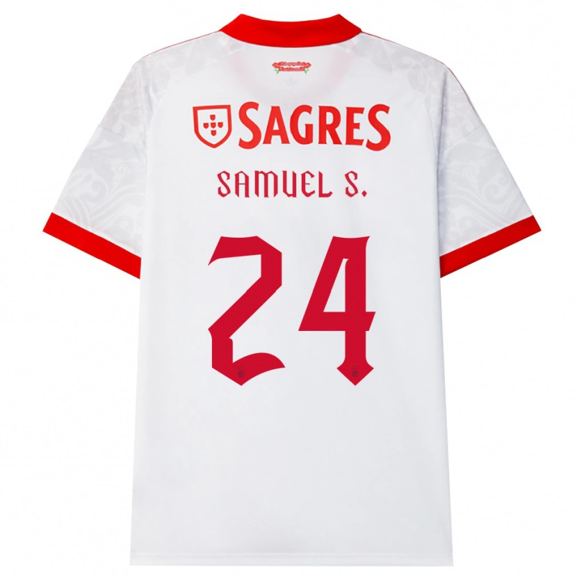 Danxen Mujer Camiseta Samuel Soares #24 Blanco Rojo Amarillo 2ª Equipación 2026/27 La Camisa