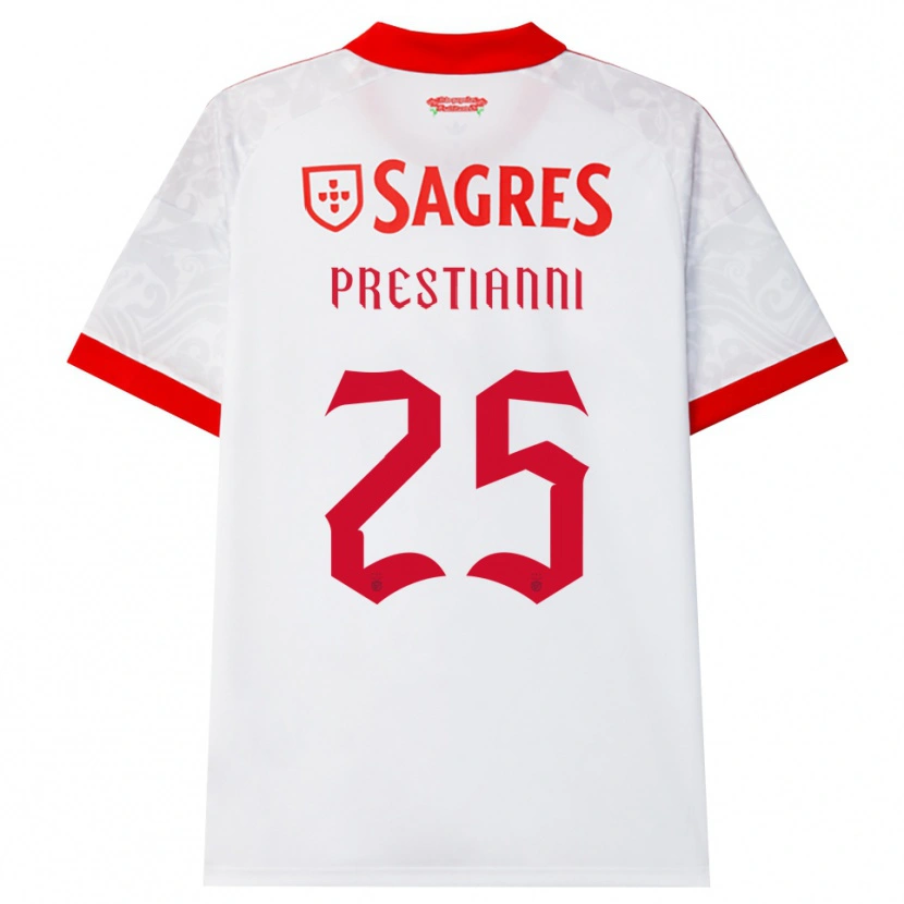Danxen Mujer Camiseta Gianluca Prestianni #25 Blanco Rojo Amarillo 2ª Equipación 2026/27 La Camisa