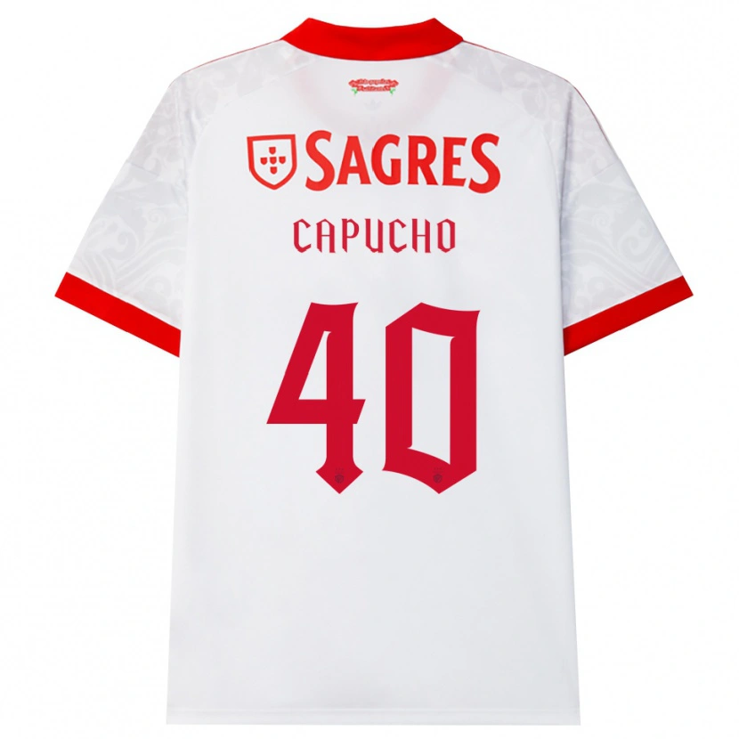 Danxen Mujer Camiseta João Capucho #40 Blanco Rojo Amarillo 2ª Equipación 2026/27 La Camisa