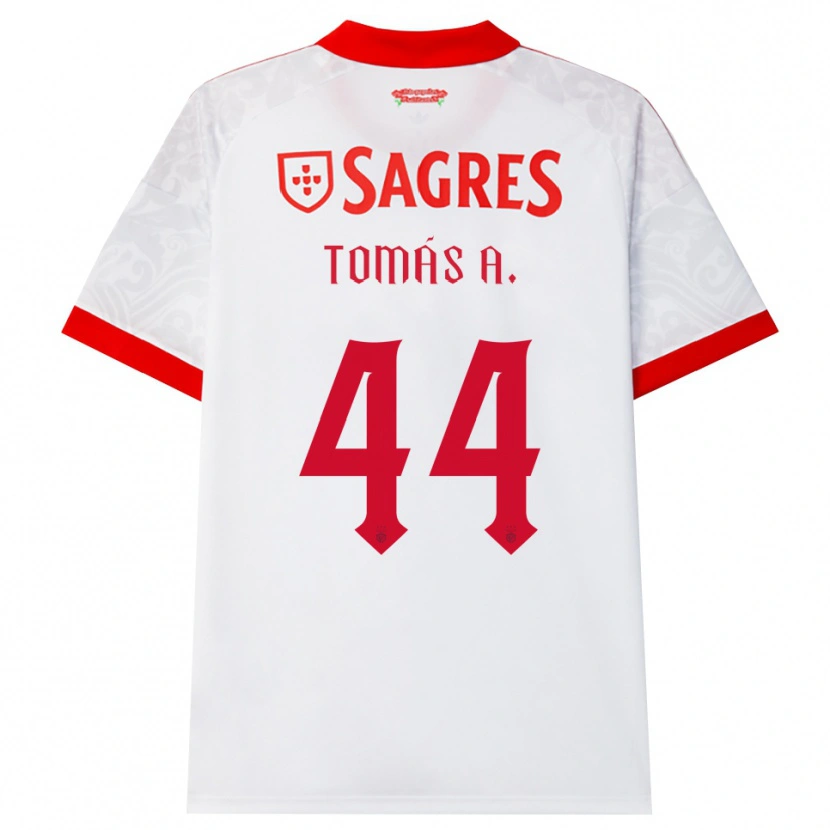 Danxen Mujer Camiseta Tomás Araújo #44 Blanco Rojo Amarillo 2ª Equipación 2026/27 La Camisa