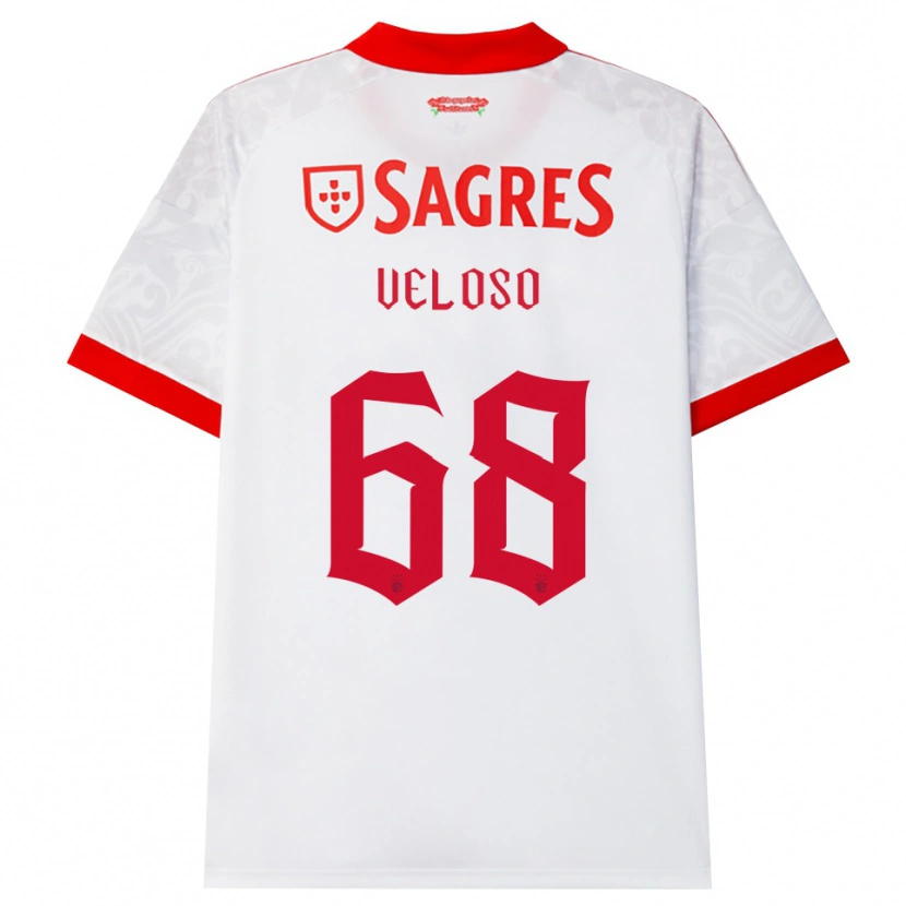 Danxen Mujer Camiseta João Veloso #68 Blanco Rojo Amarillo 2ª Equipación 2026/27 La Camisa